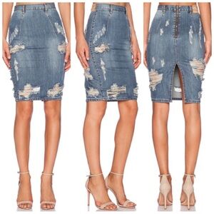 ONE TEASPOON Women’s Size 27 Dusty Freelove Distressed Denim Pencil‎ Skirt